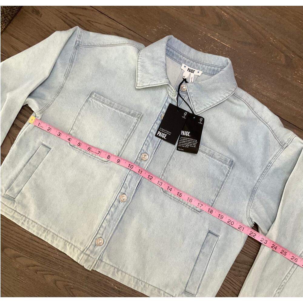 Paige Women's Denim Cropped Jacket Conner Shacket Beaumont Size Medium NWT - Picture 7 of 13